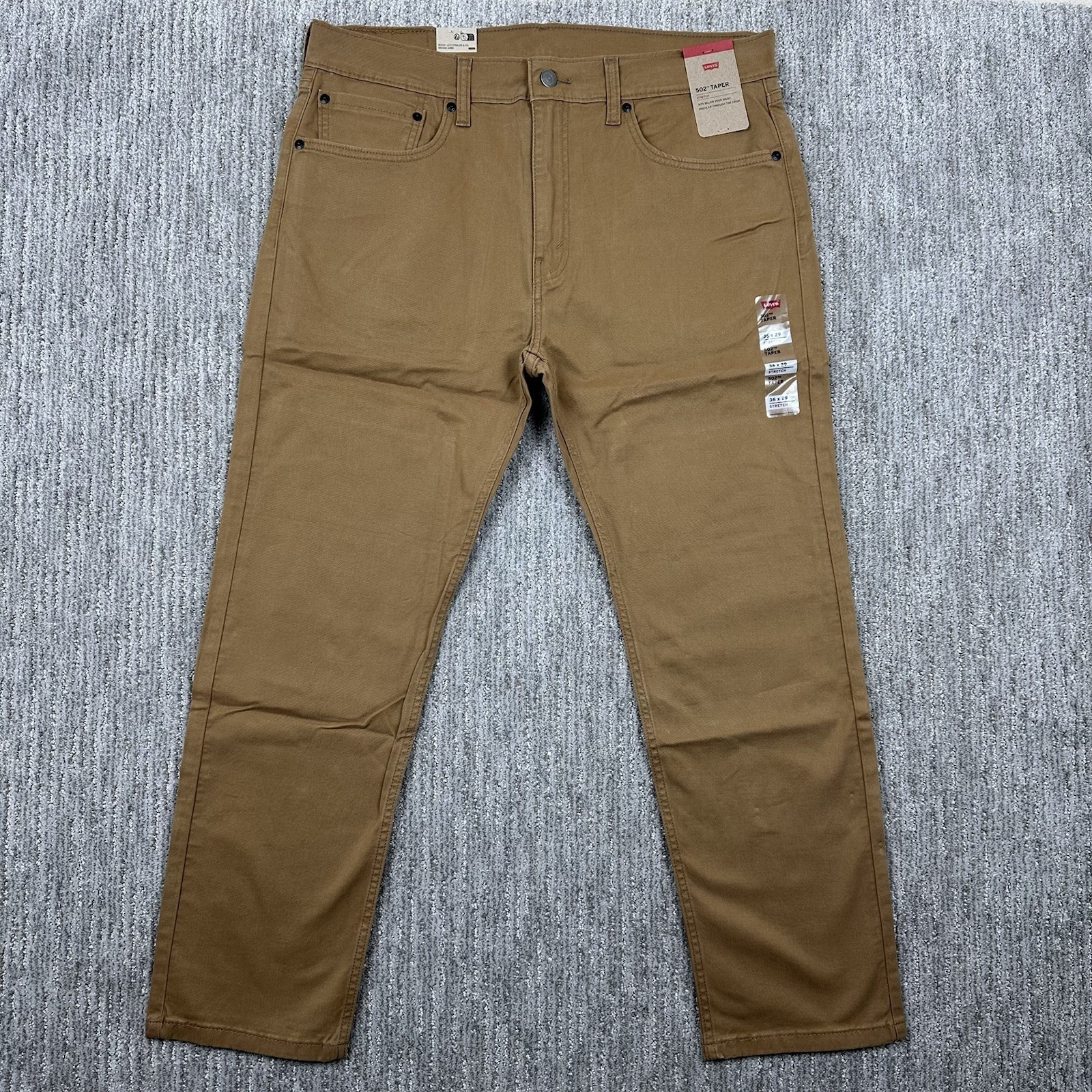 Nwt Levi's 502 Taper Stretch Regular Caraway Soft Twill Brown Jeans Mens 36x29